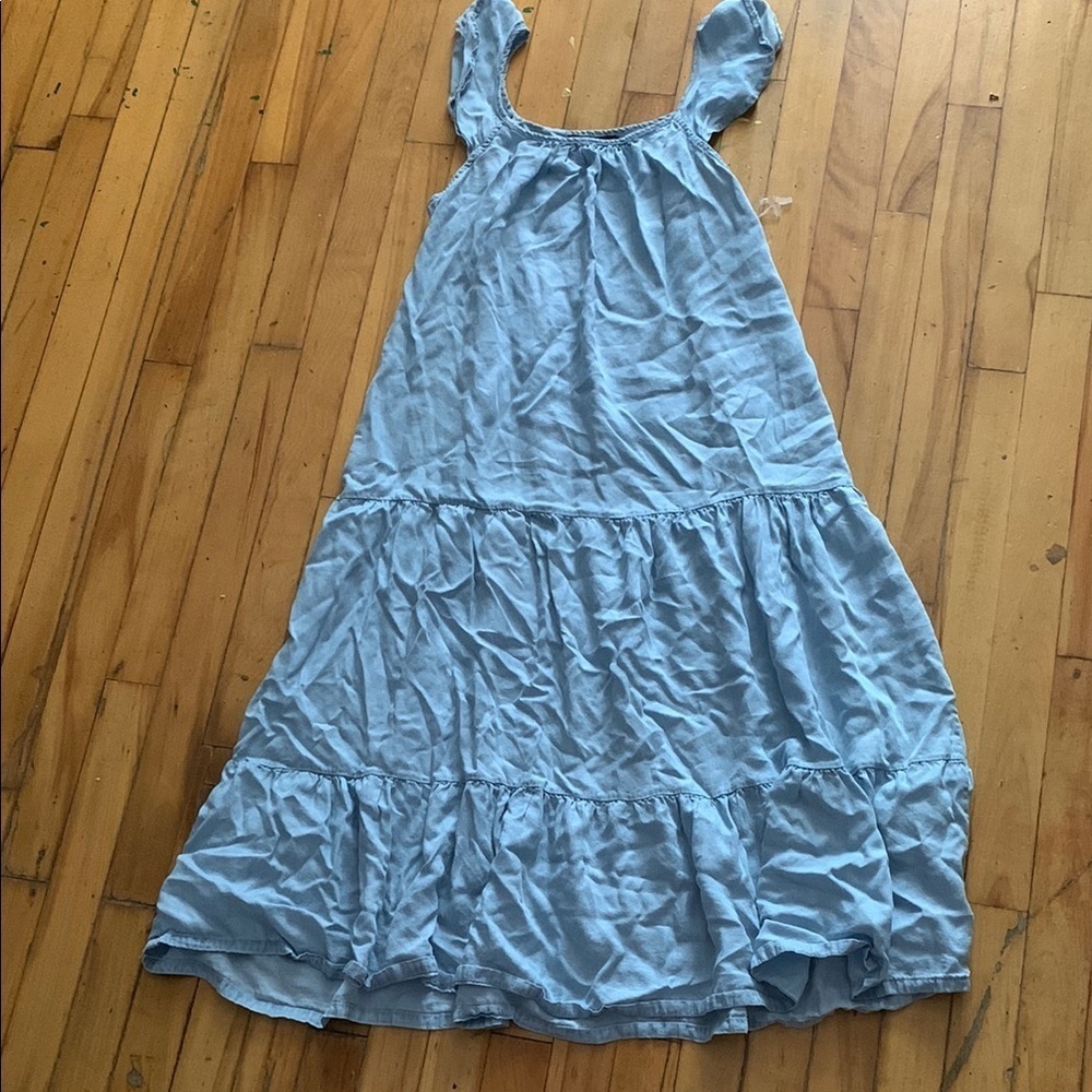 Kathy Ireland Blue‎ Ruffled Tiered chambray Sundress
